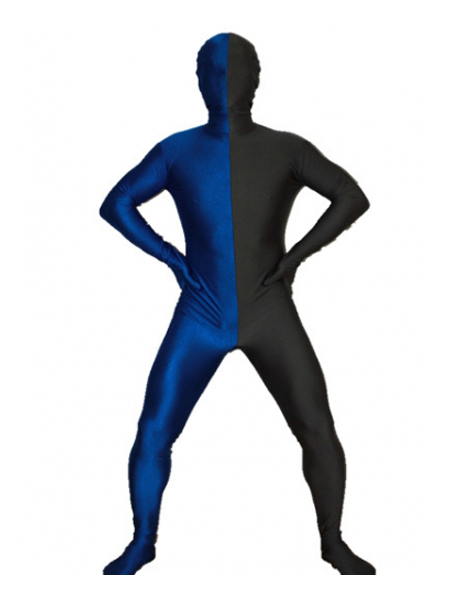 Black and Royal Blue Tight Spandex Zentai Suits