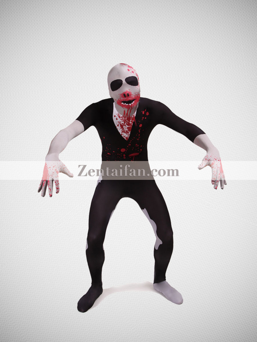 Halloween Men Skeleton Jumpsuit Scary Skull Zentai Suit