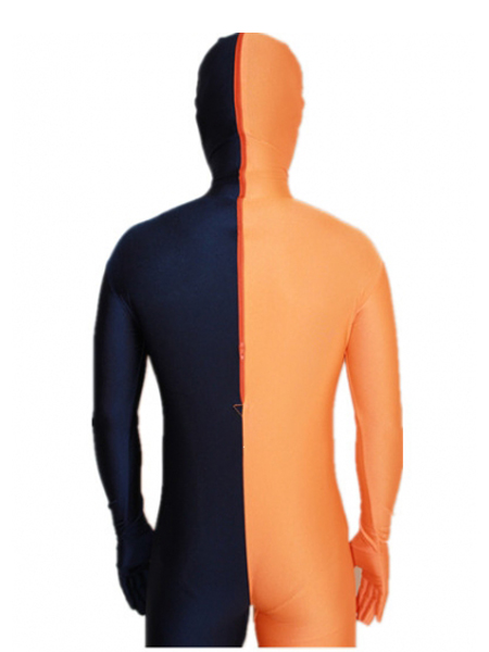 Navy Blue and Orange Tight Lycra Spandex Zentai Suits