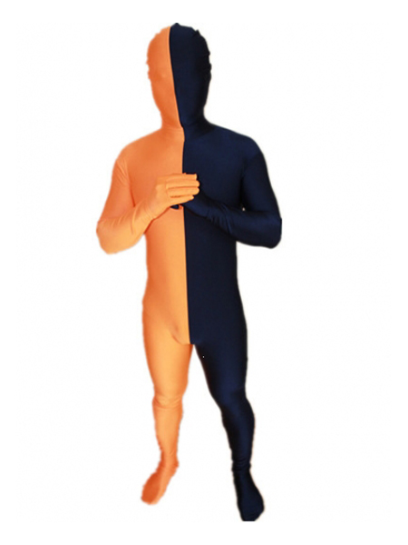 Navy Blue and Orange Tight Lycra Spandex Zentai Suits