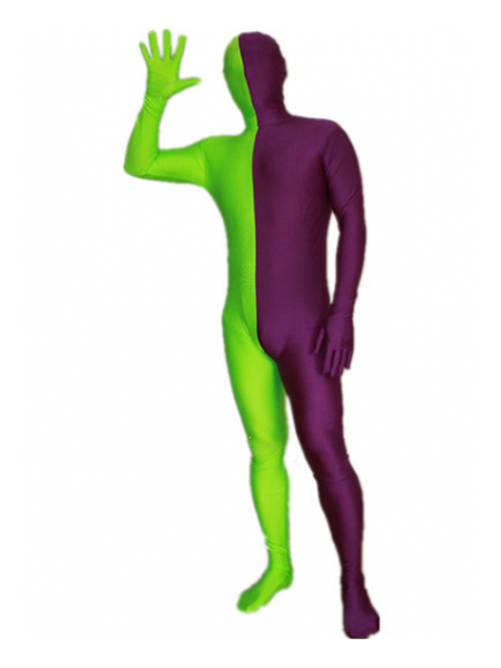 Purple and Lime Green Tight Lycra Spandex Zentai Suits