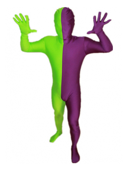 Purple and Lime Green Tight Lycra Spandex Zentai Suits