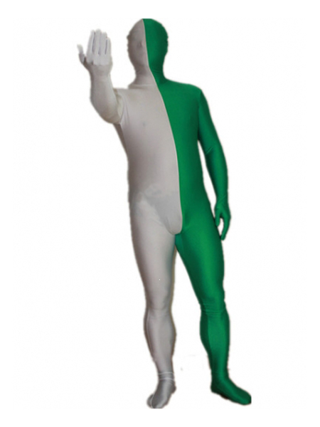 White and Green Tight Lycra Spandex Zentai Suits