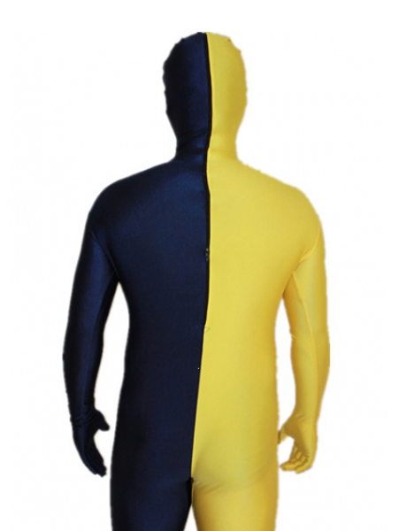 Yellow and Navy Blue Tight Lycra Spandex Zentai Suits