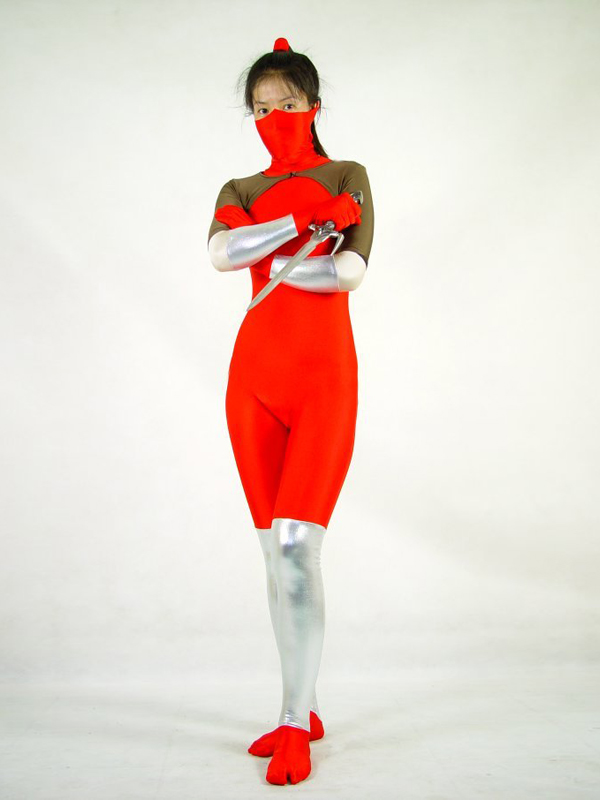 2014 Female Red Spandex Ninja Superhero Costume