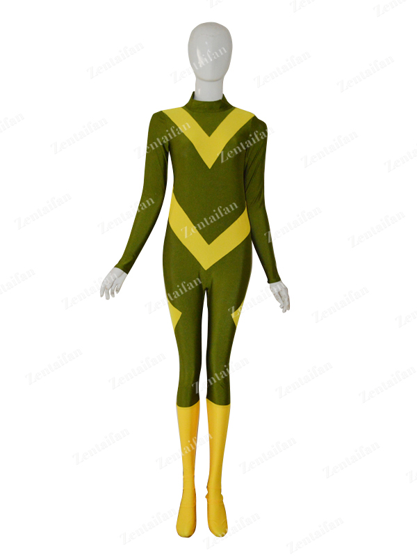 Army Green & Yellow Female Custom Spandex Superhero Suit