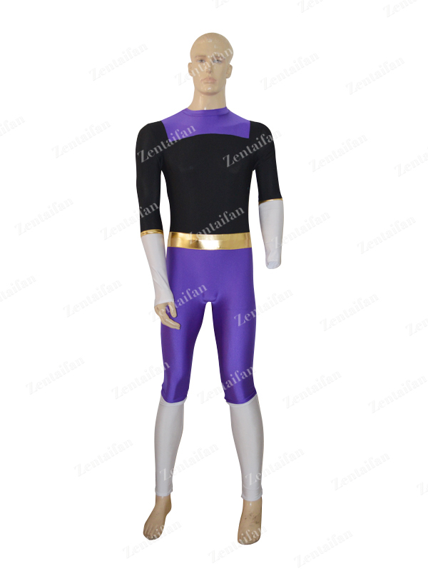 Black & Deep Purple Custom Spandex Zentai Suit