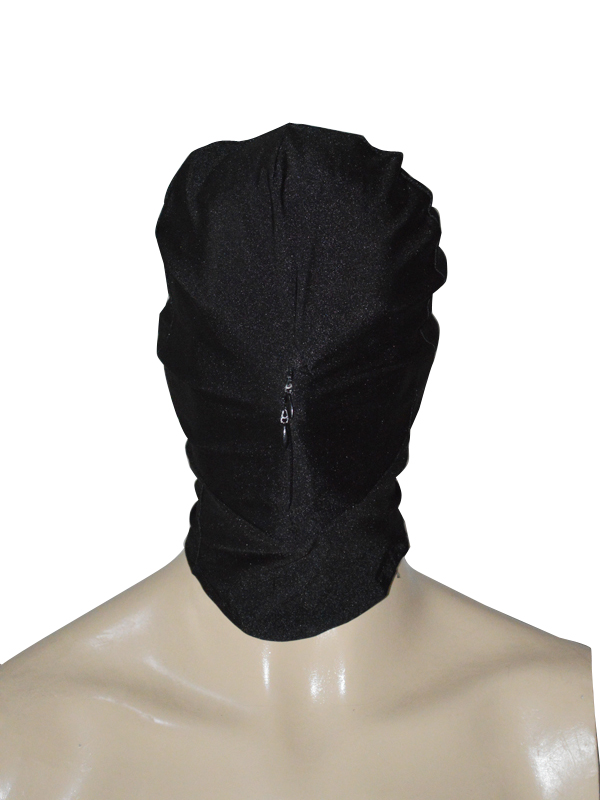 Black Lycra Spandex Hood With Front Zipper