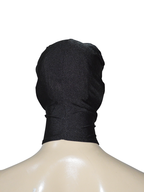 Black Lycra Spandex Hood With Front Zipper