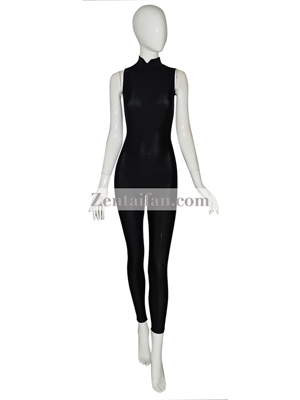 Black Sleeveless Spandex Zentai Suit