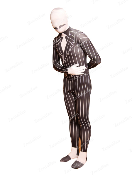 Black & White Strips Business Suit Styling Zentai Suit