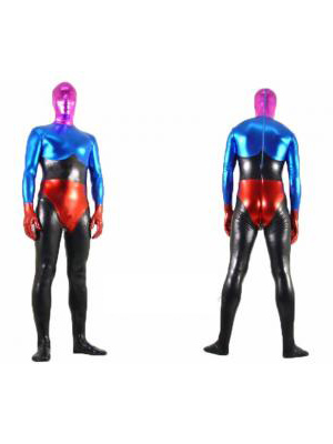 Blue & Black & Red & Pink Metallic Spandex Zentai Suit
