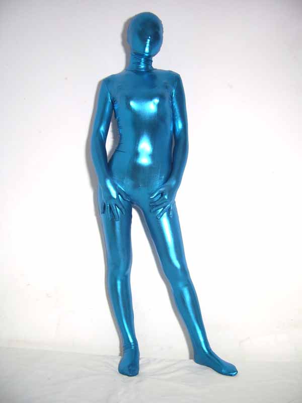 Blue Shiny Metallic Unisex Zentai Suit