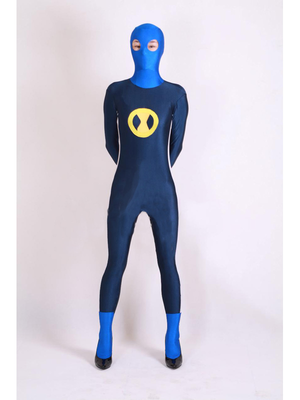 Blue and Yellow Spandex Lycra Superhero Costume