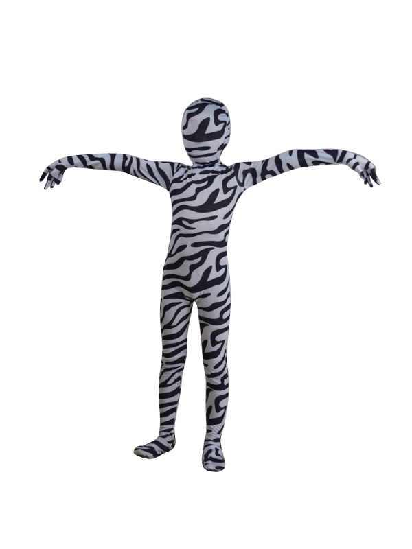Children Zebra Multicolor Zentai Fullbody Suit