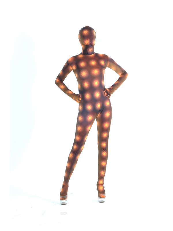 Coffee Fullbody Spandex Zentai Suit With Print