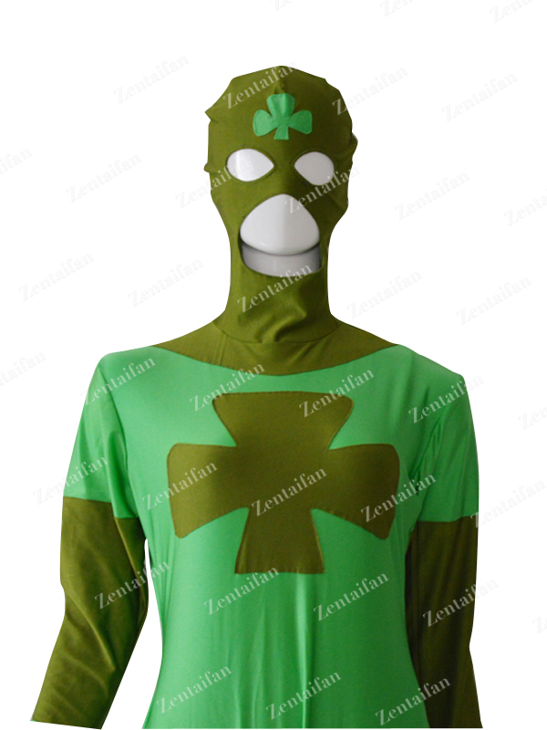Custom Lucky Comics Green Spandex Superhero Costume