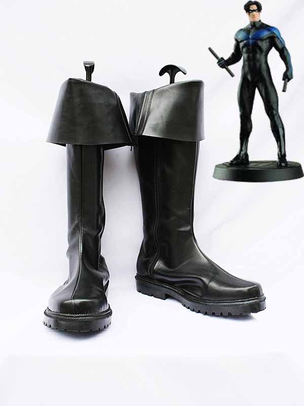 DC Comics Nightwing Black Superhero Cosplay Boots