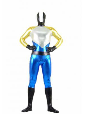 Four-Color Shiny Metallic Super Hero Fullbody Zentai Suit