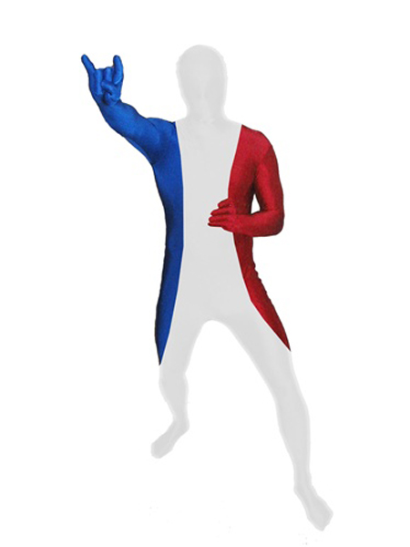French Flag Pattern Spandex Zentai Suit