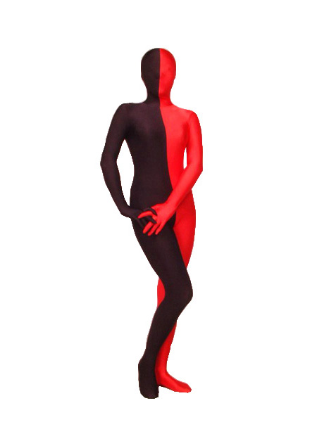 Lycra Spandex Red And Black Zentai Suit
