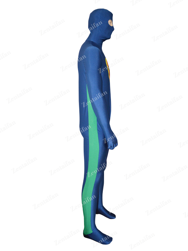 Navy Blue & Green Custom Spandex Fullbody Zentai Costume