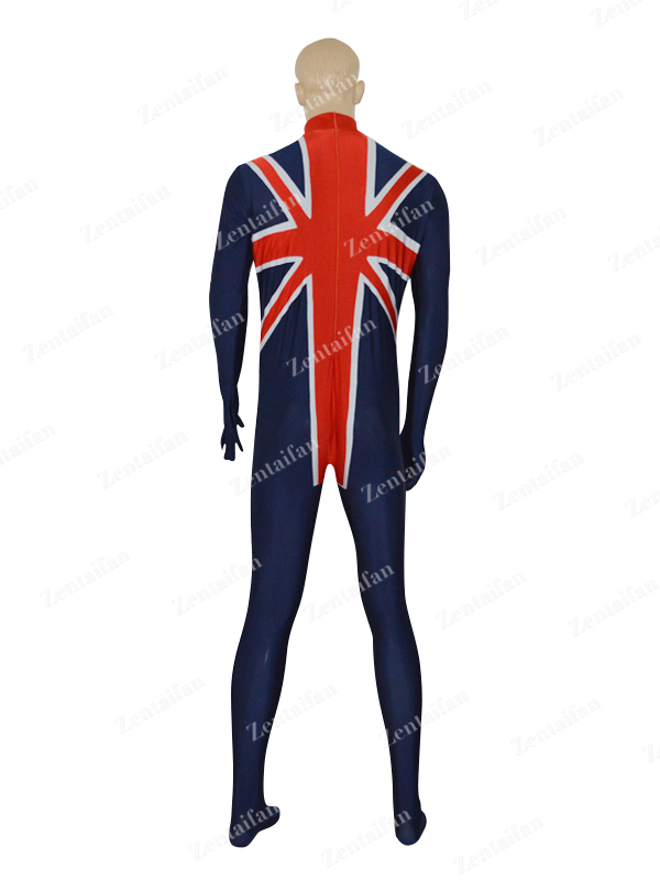 Navy Blue & Red British Flag Custom Spandex Zentai Suit