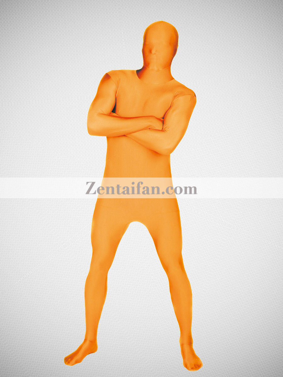 Orange Lycra Spandex Full body Zentai Suit
