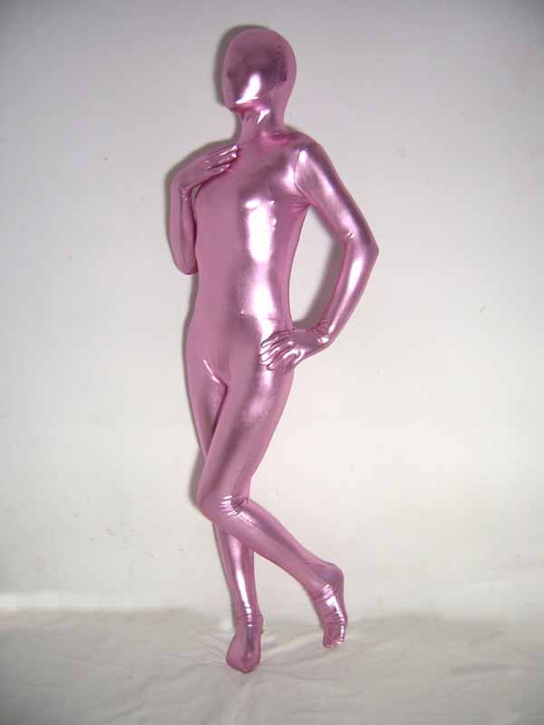 Pink Unisex Shiny Metallic Zentai Suit