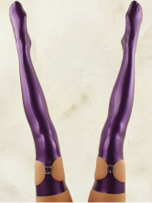 Purple Sexy Shiny Metallic Stockings