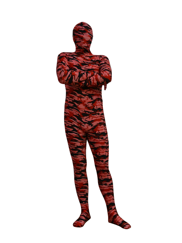 Red Camouflage Lycra Spandex Zentai Suit