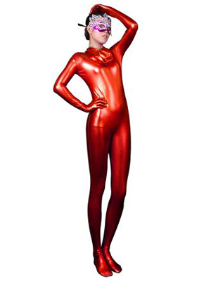 Red Shiny Sexy Metallic Full Body Zentai Suit