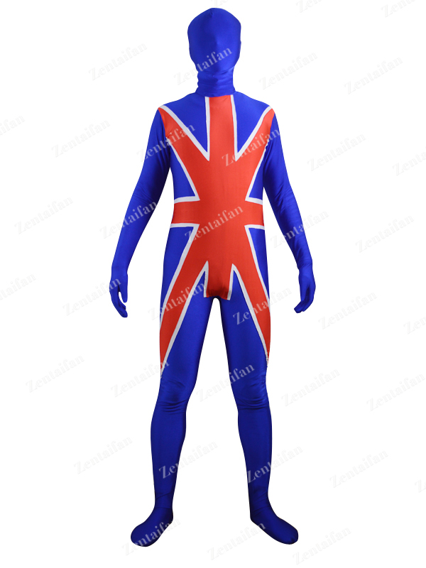 Royal Blue & Red Custom UK Flag Fullbody Zentai Costume