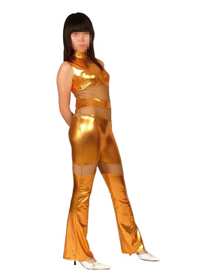 Shiny Golden Sleeveless Metallic Zentai Suit