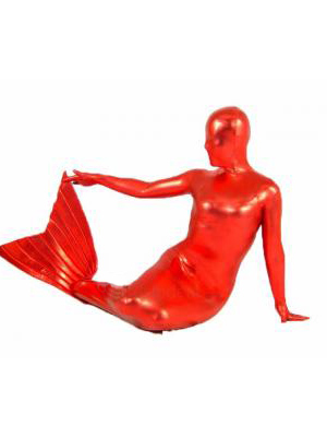 Shiny Metallic Fullbody Red Unisex Zentai Suit