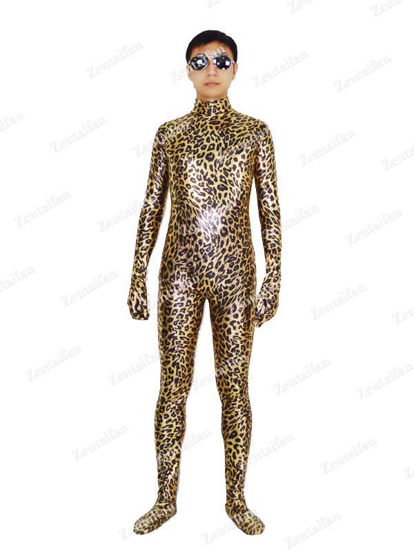 Shiny Metallic Leopard Zentai Suit