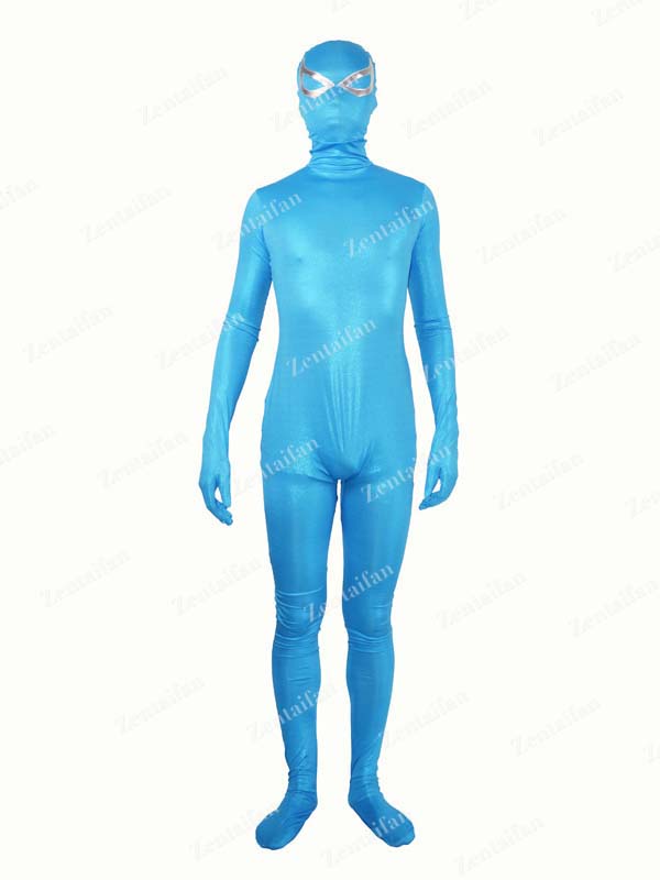 Shiny Sky Blue Fullbody Zentai Suit