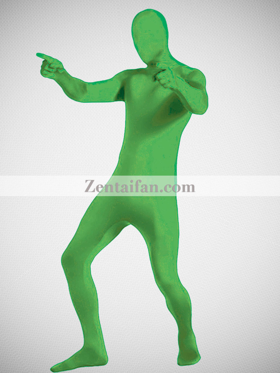 Unicolor Green Spandex Zentai Suit
