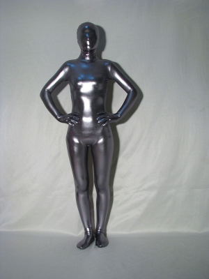 Unisex Dark Silver Shiny Metallic Zentai Suit