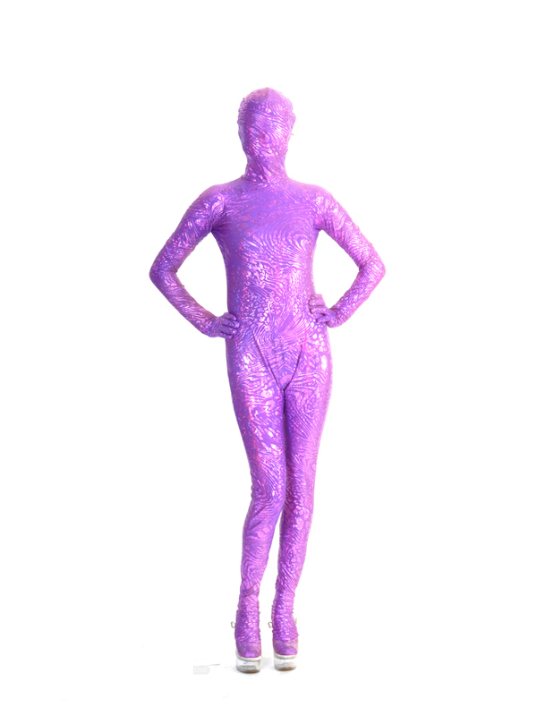 Violet Printed Shiny Metallic Fullbody Zentai Costume