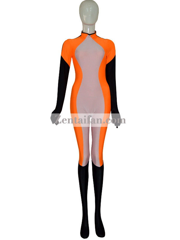White Orange Custom Catsuit With Eye Patch