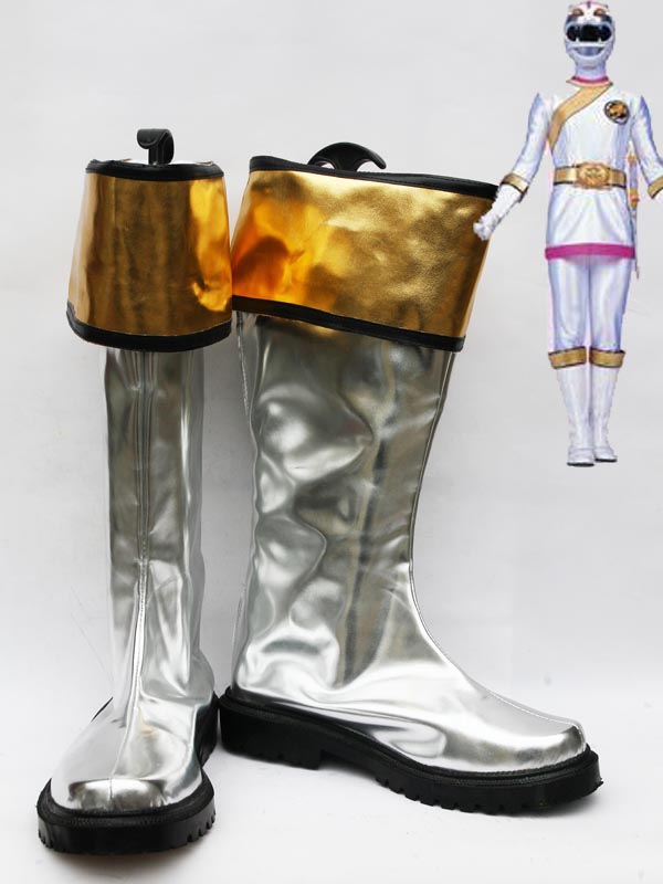White Tiger Ranger Silver & Golden Power Ranger Superhero Boots