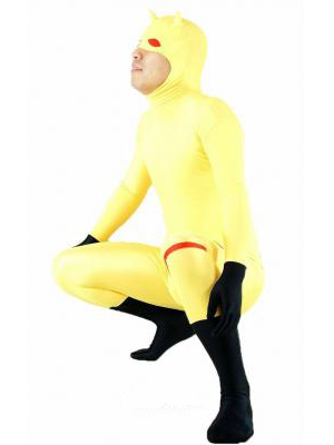 Yellow Lycra Spandex Zentai Suit with open face