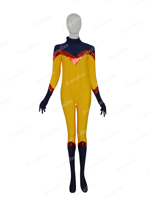 Yellow & Navy Blue Custom Female Superhero Costume