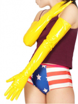 Yellow Sexy PVC Gloves